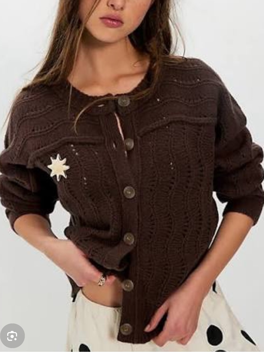 Free People We The Free Amsterdam Merino Cardi - Chickory Coffee Brown - NWT
